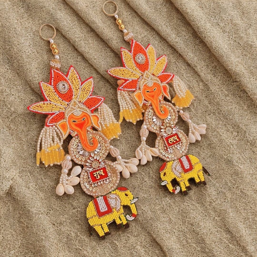 Handcrafted Ganesha Wall Hanging with Beaded Elephant Motif