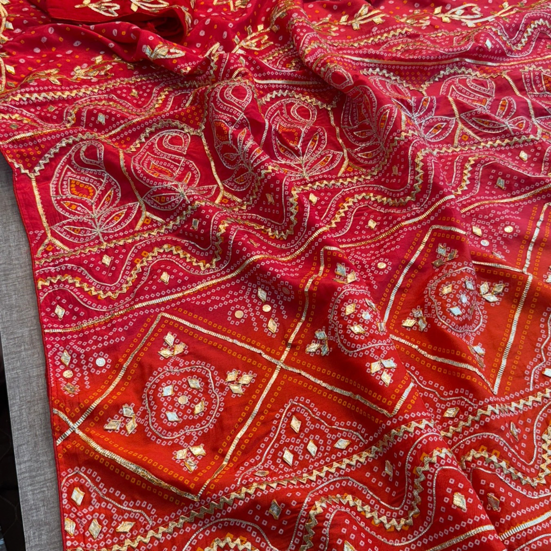 Pure Munga Silk Saree with Sikhiya Gotta Work