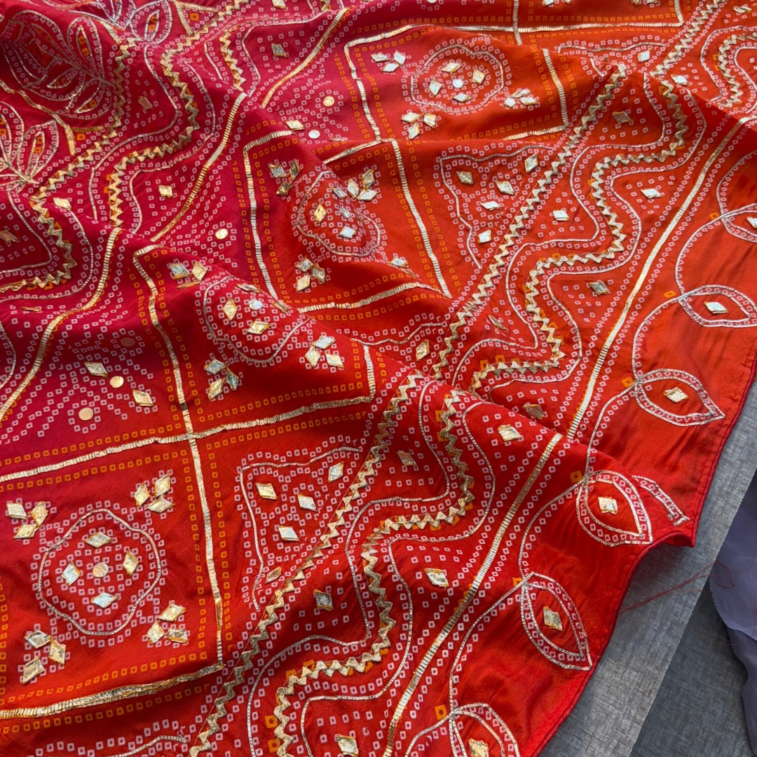 Pure Munga Silk Saree with Sikhiya Gotta Work