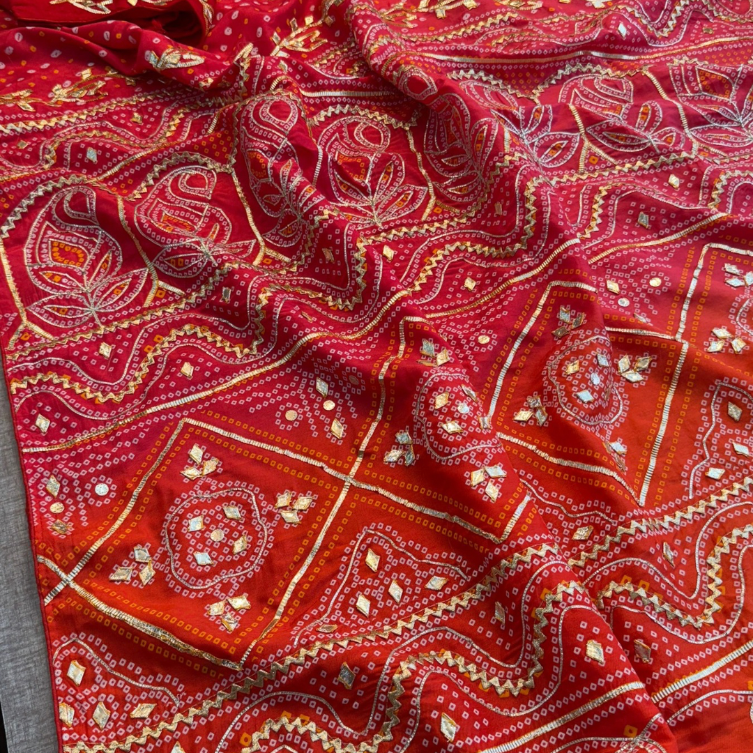 Pure Munga Silk Saree with Sikhiya Gotta Work