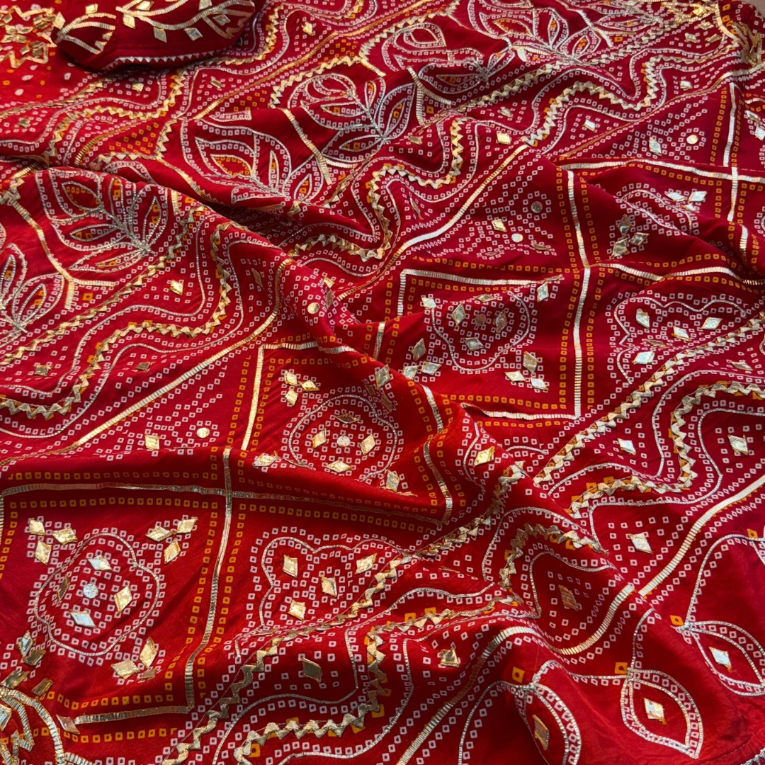 Pure Munga Silk Saree with Sikhiya Gotta Work